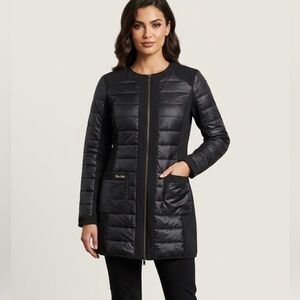 Dolce Stella/NYC Boutique Brand Fitted Black Quilted Jacket W/Full Length Zipper